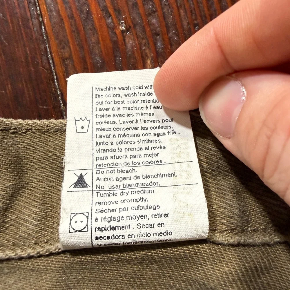 Vintage Carhartt Jeans Mens 42x30 Green Straight Leather Patch 90s‎ B161 BRK